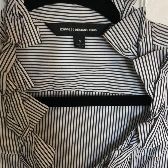 Express Striped Ruffle Blouse Small - Picture 2 of 3
